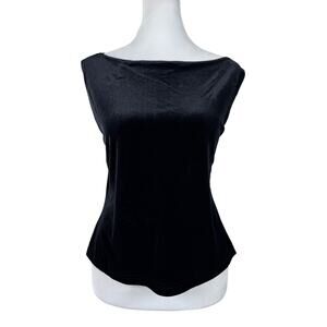Vintage Y2K R&K Evening Black Velvet Boat Neck Tank Top